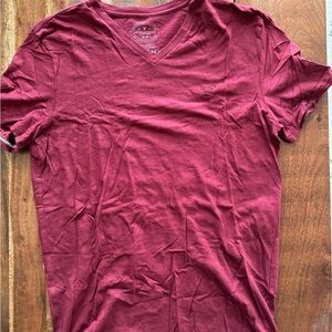 American Eagle Outfitters Maroon V-Neck T-Shirt